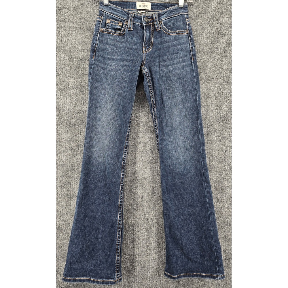 Shyanne Bootcut Jeans‎ Women 25x30" Blue Embroidered Pockets Low Rise Western